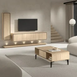 Salontafels & Bijzettafels|Ygo Salontafel NESTOR Eik/Zwart B135