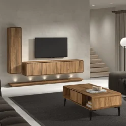 Salontafels & Bijzettafels|Ygo Salontafel NESTOR Walnoot/Zwart B135