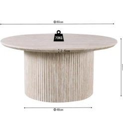 Salontafels & Bijzettafels|Ygo Salontafel PORTO Ø80 Travertijnlook