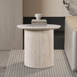 Salontafels & Bijzettafels|Ygo Salontafel PORTO Ø50 Travertijnlook