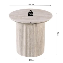 Salontafels & Bijzettafels|Ygo Salontafel PORTO Ø50 Travertijnlook