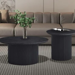 Salontafels & Bijzettafels|Ygo Salontafel PORTO Decor Donkerbruin Ø50