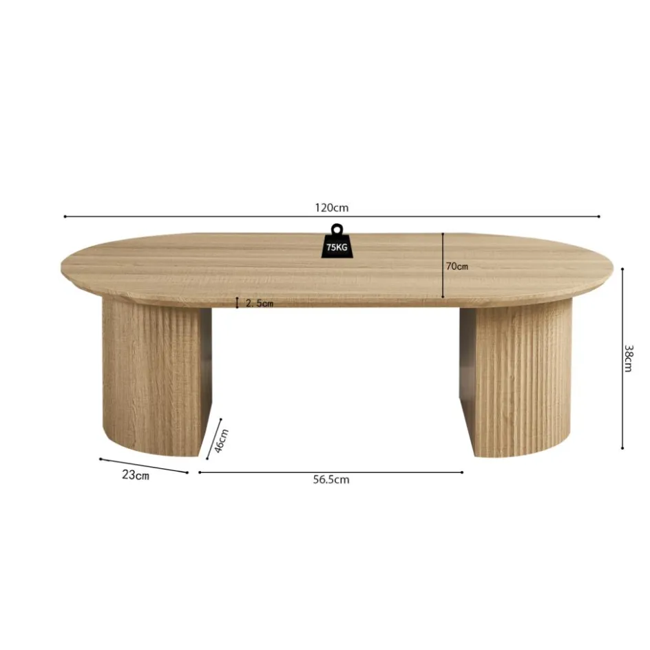 Salontafels & Bijzettafels|Ygo Salontafel PORTO Decor Eik Naturel 120x70