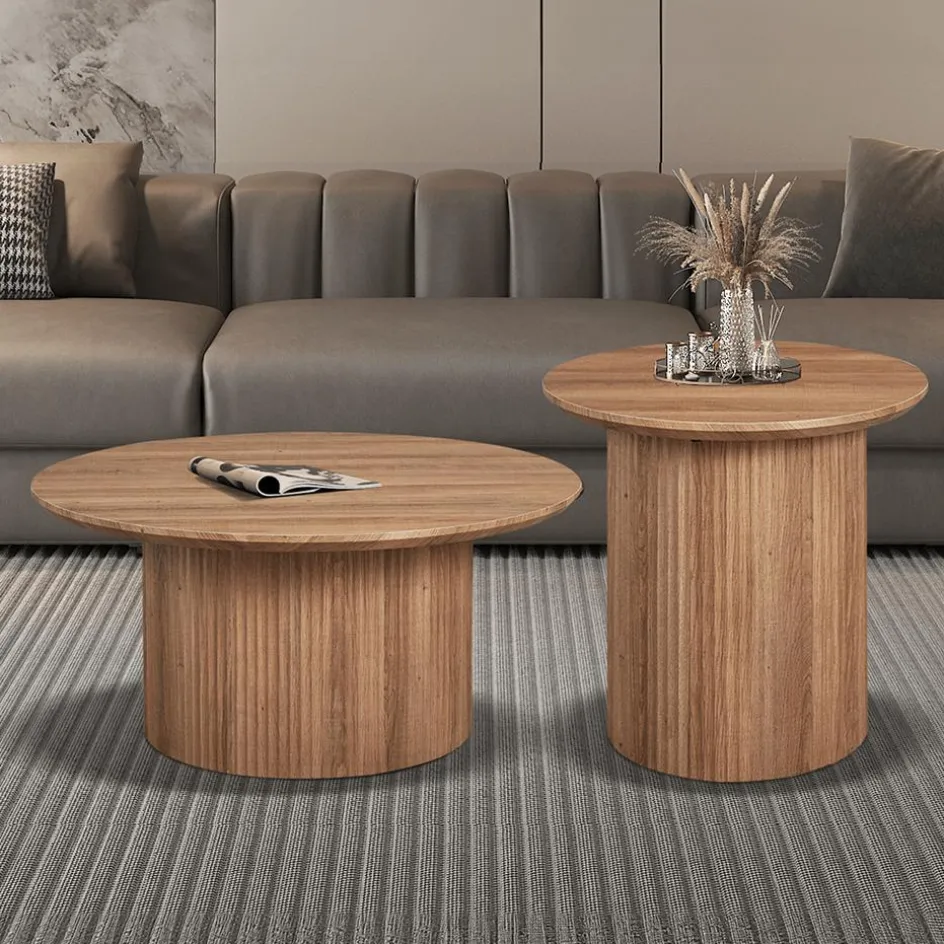 Salontafels & Bijzettafels|Ygo Salontafel PORTO Decor Oude Eik Ø80