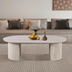 Salontafels & Bijzettafels|Ygo Salontafel PORTO Ovaal 120x70 Travertijnlook