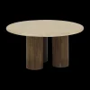 Salontafels & Bijzettafels|Ygo Salontafel PURNIMA Ø90 Travertijn/Mango Donkerbruin