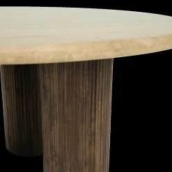 Salontafels & Bijzettafels|Ygo Salontafel PURNIMA Ø90 Travertijn/Mango Donkerbruin