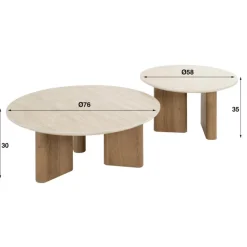Salontafels & Bijzettafels|Ygo Salontafel S/2 AUDE Ø76/Ø58