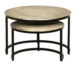 Salontafels & Bijzettafels|Ygo Salontafel set CELIA verouderd zilver