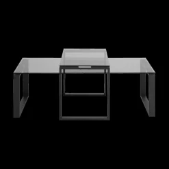 Salontafels & Bijzettafels|Ygo Salontafel Set van 2 MARCO Glas Smoke/Metal Black