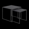 Salontafels & Bijzettafels|Ygo Salontafel Set van 2 RADDEL Mel. Marble/Metal Black