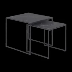Salontafels & Bijzettafels|Ygo Salontafel Set van 2 RADDEL Mel. Marble/Metal Black