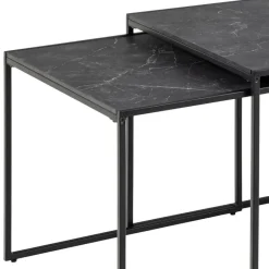 Salontafels & Bijzettafels|Ygo Salontafel Set van 3 RADDEL Mel. Marble/Metal Black