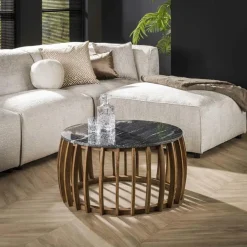 Salontafels & Bijzettafels|Ygo Salontafel SKY Ø77 zwart marmer