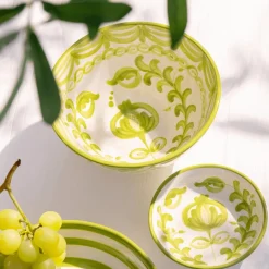 Servies|Ygo Schaal GRANZA Ker. Wit/Groen S