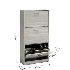 Schoenkasten & Rekken|Ygo Schoenenkast MAUI 3L Grijze Eik