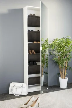 Schoenkasten & Rekken|Ygo Schoenenkast RAPHAEL 1D/Sp, B50-H180, Wit