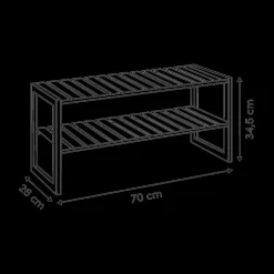 Schoenkasten & Rekken|Ygo Schoenenrek BLACKWOOD Bamboe/Metaal