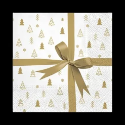 Tafellinnen & -Textiel|Kerst|Ygo Serviet CADEAU S/20 Wit/Goud