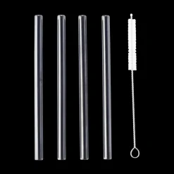 Aperitief & Wijn|Ygo Set 4 Korte Cocktailrietjes RVS Zwart