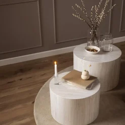 Salontafels & Bijzettafels|Ygo Set van 2 salontafels LIVA Travertijnlook