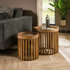 Salontafels & Bijzettafels|Ygo Set van 2 salontafels NOEMI Massief mango