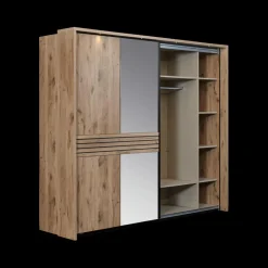 Slaapkamers|Ygo Slaapkamer ILJA: Kleerkast B280 + Bed 180x200/2 Nachttafels + Commode B111