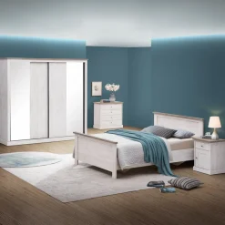 Slaapkamers|Ygo Slaapkamer JASNA: Kleerkast Schuifdeuren B225 + Bed 140x200 + 2x Nachttafel