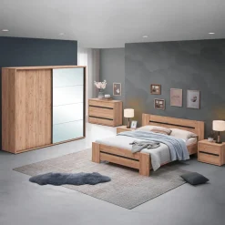 Slaapkamers|Ygo Slaapkamer ZELDA: Kleerkast 240cm + Bed 160x200 + Commode + 2x Nachttafel B58
