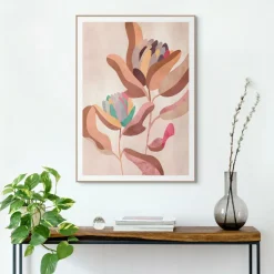 Wanddecoratie|Ygo Slim Frame Wood Earth Flowers