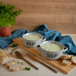 Servies|Ygo Soepkom Tekst 'Soup' Grey 47cl