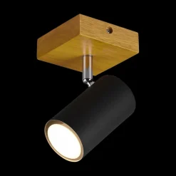 Spots|Ygo Spot MARLEY 1-Delig Hout/Metaal Zwart