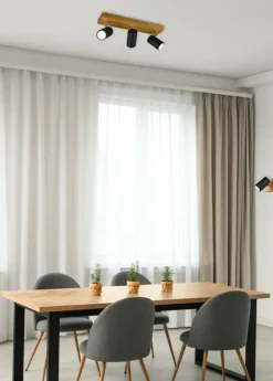 Spots|Ygo Spot MARLEY 1-Delig Hout/Metaal Zwart