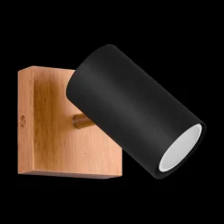 Spots|Ygo Spot MARLEY 1-Delig Hout/Metaal Zwart