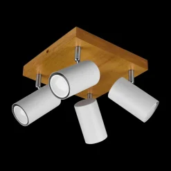 Spots|Ygo Spot MARLEY 4-Delig Hout/Metaal Wit