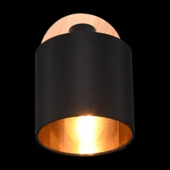 Wandlampen|Ygo Spot TOMMY 1Del. Met./Hout Mat Zwart