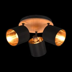 Spots|Ygo Spot TOMMY 3Del. Rnd Met./Hout Mat Zwart