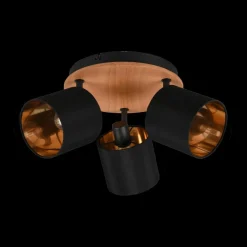 Spots|Ygo Spot TOMMY 3Del. Rnd Met./Hout Mat Zwart