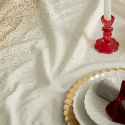 Tafellinnen & -Textiel|Ygo Tafelkleed GLINTS 360 Glitter Goud/Wit