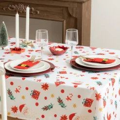 Tafellinnen & -Textiel|Ygo Tafelkleed OEKE 360 Wit/Rood/Groen