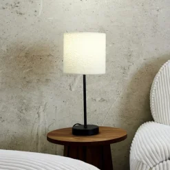 Tafellampen|Ygo Tafellamp BOUCLIZ Hoog Zwart/Kap Beige