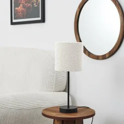 Tafellampen|Ygo Tafellamp BOUCLIZ Hoog Zwart/Kap Beige