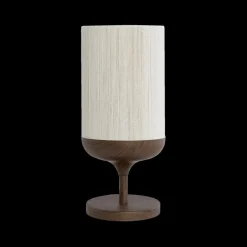 Tafellampen|Ygo Tafellamp DANIA Donkerbruin Houtlook/Touw Crème