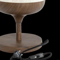 Tafellampen|Ygo Tafellamp DANIA Donkerbruin Houtlook/Touw Crème