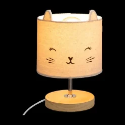 Decoratieve Accessoires|Kinderverlichting|Ygo Tafellamp KATJE Hout/Kap Grijs