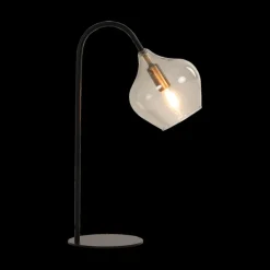 Tafellampen|Ygo Tafellamp RAKEL Mat Zwart/Glas Smoke