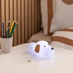 Decoratieve Accessoires|Kinderverlichting|Ygo Tafellamp SCOTTI Hond Wit/Bruin