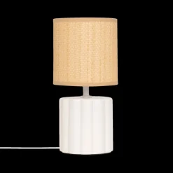 Tafellampen|Ygo Tafellamp THYLIA Keramiek Wit m/Kap Beige