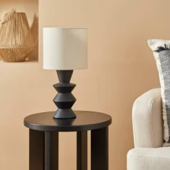 Tafellampen|Ygo Tafellamp YALIU Keramiek Zwart met Kap Beige