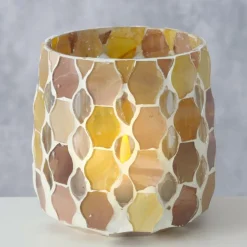 Woondecoratie|Ygo Theelichthouder ALOJE Mozaïek Geel/Oranje